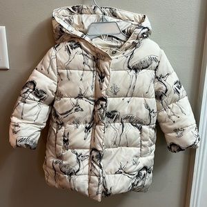 Baby Gap, Cream/Black Deer Puffer Jacket, Size 2